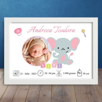 Cadou Personalizat Nou-Născuți Baby Elephant