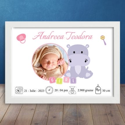 Cadou Personalizat Nou-Născuți Baby Hippo