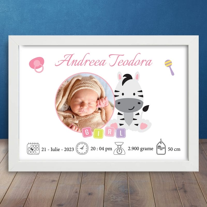 Cadou Personalizat Nou-Născuți Baby Zebra