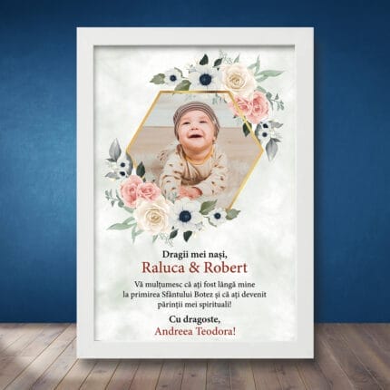 Tablou Personalizat Botez cu Poză - Dragii mei Nași