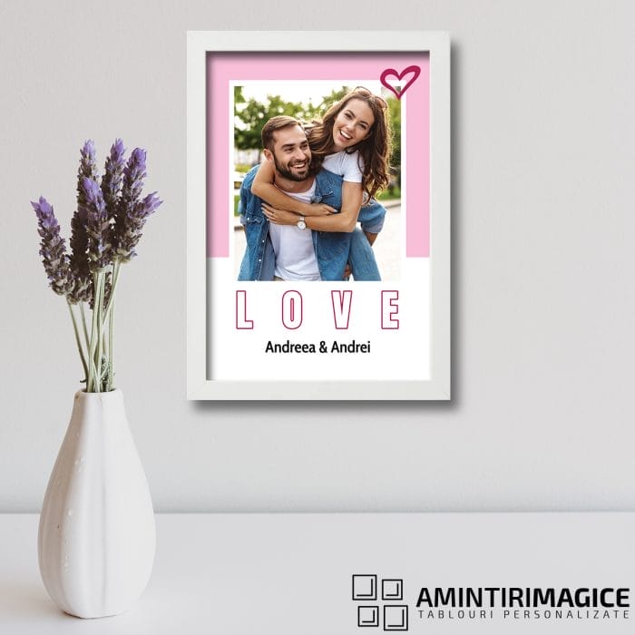 Tablou Cuplu Personalizat cu Poză - LOVE perete