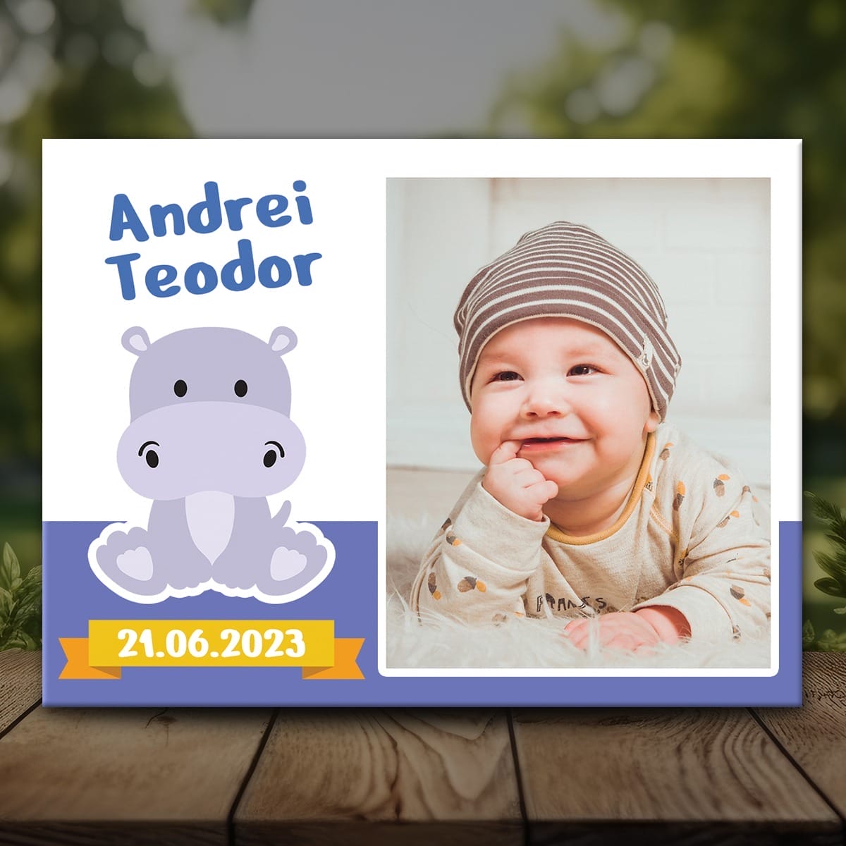 Botez MMBB-04 Mockup Mărturii Magnetice Botez Băieți - Hipopotam - MMBB-04