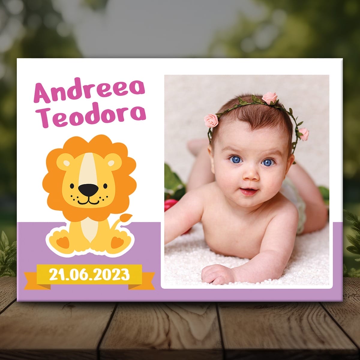 Botez MMBF-05 Mockup Mărturie Magnetică Fetițe - Leu - MMBF-05