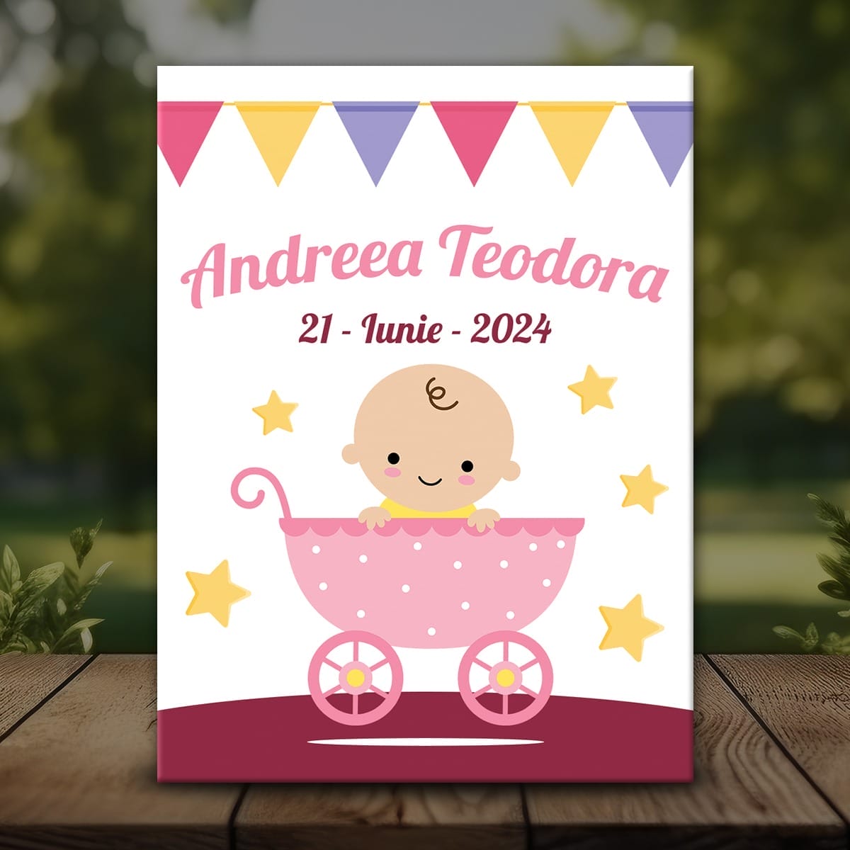 Botez MMBF-11 Mockup Mărturii Botez Fetițe - Nume și Dată - MMBF-11