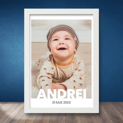 Cadou Personalizat Tablou Nou-Născut cu Poză și Nume