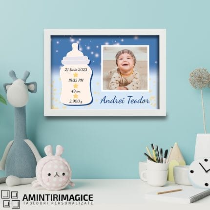 Tablou Bebe cu Poză și Detalii Naștere Camera