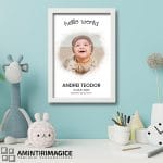 Tablou Nou-Născut Personalizat - Hello World perete