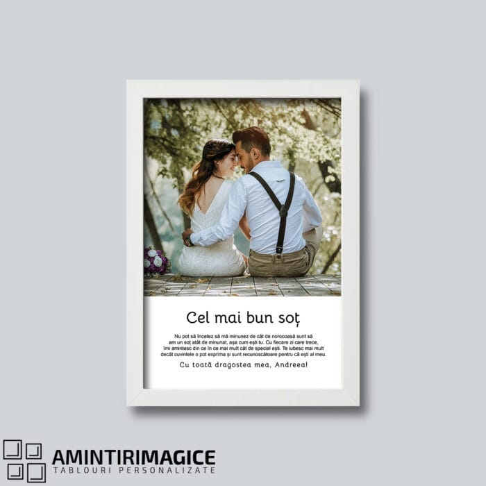 Tablou Personalizat pentru Cel Mai Bun Soț - cu rama alba - amintirimagice.ro