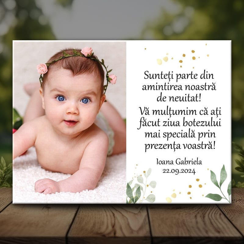 Magnet Personalizat Botez cu Mesaj de Mulțumire - MMB09