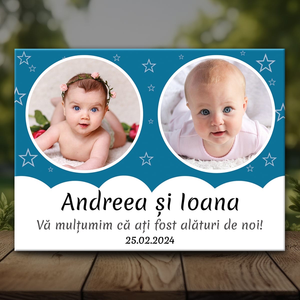 Botez MMG-04 Mockup Mărturie Magnet pentru Gemeni cu mesaj - MMBG-04