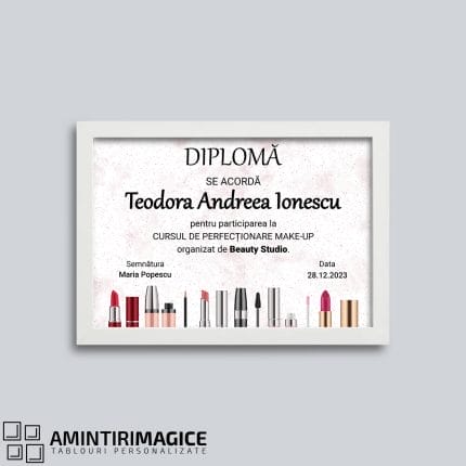 Diplomă Personalizată Make Up - AMDP-02 rama alba