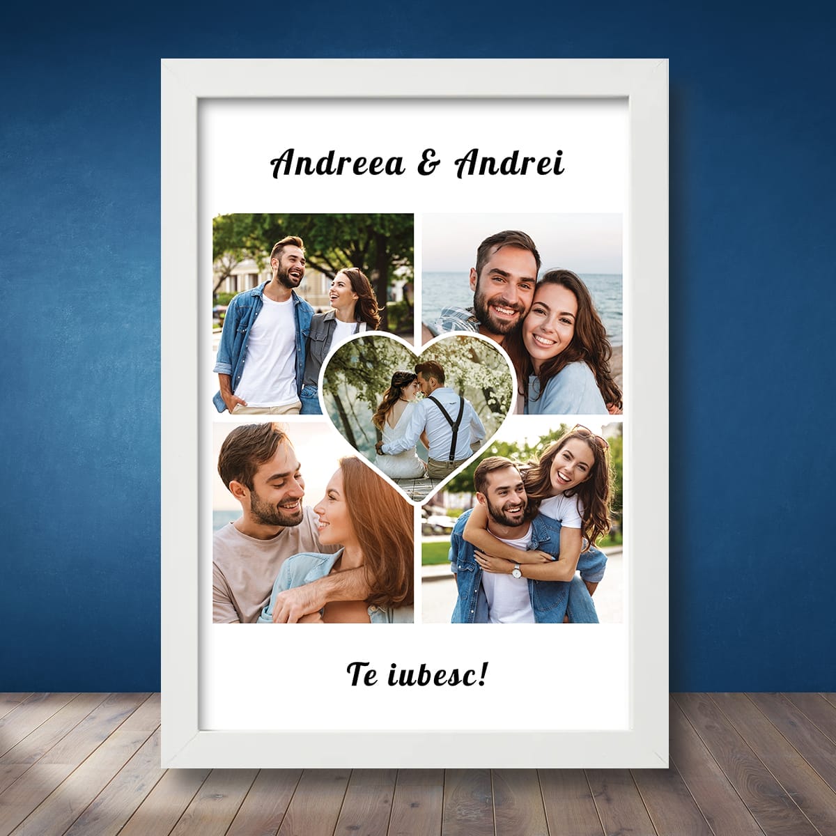 Tablou Cupluri cu 5 Poze și Text Mockup Tablou Cupluri cu 5 Poze și Text Personalizat