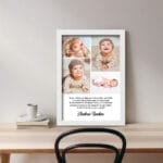 Tablou Personalizat Nou-Născuți cu Patru Poze și Text birou