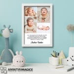 Tablou Personalizat Nou-Născuți cu Patru Poze și Text perete