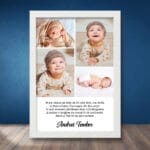 Tablou Personalizat Nou-Născuți cu Patru Poze și Text
