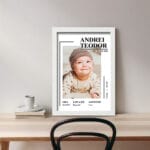 Tablou Personalizat Nou-Născuți cu poză și informații naștere pe birou