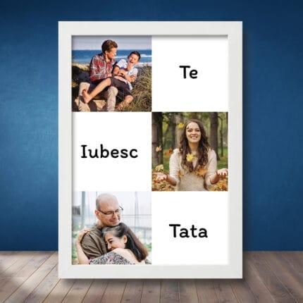 Tablou personalizat cu trei poze Te Iubesc Tata