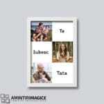 Tablou personalizat cu trei poze Te Iubesc Tata rama alba