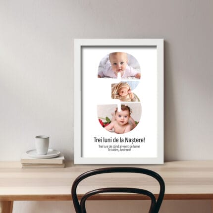 Tablou Personalizat Aniversare - Cifra 3 birou