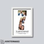 Tablou personalizat pentru aniversări cu mesaj și poze - Cifra 7 rama alba