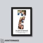 Tablou personalizat pentru aniversări cu mesaj și poze - Cifra 7 rama neagra