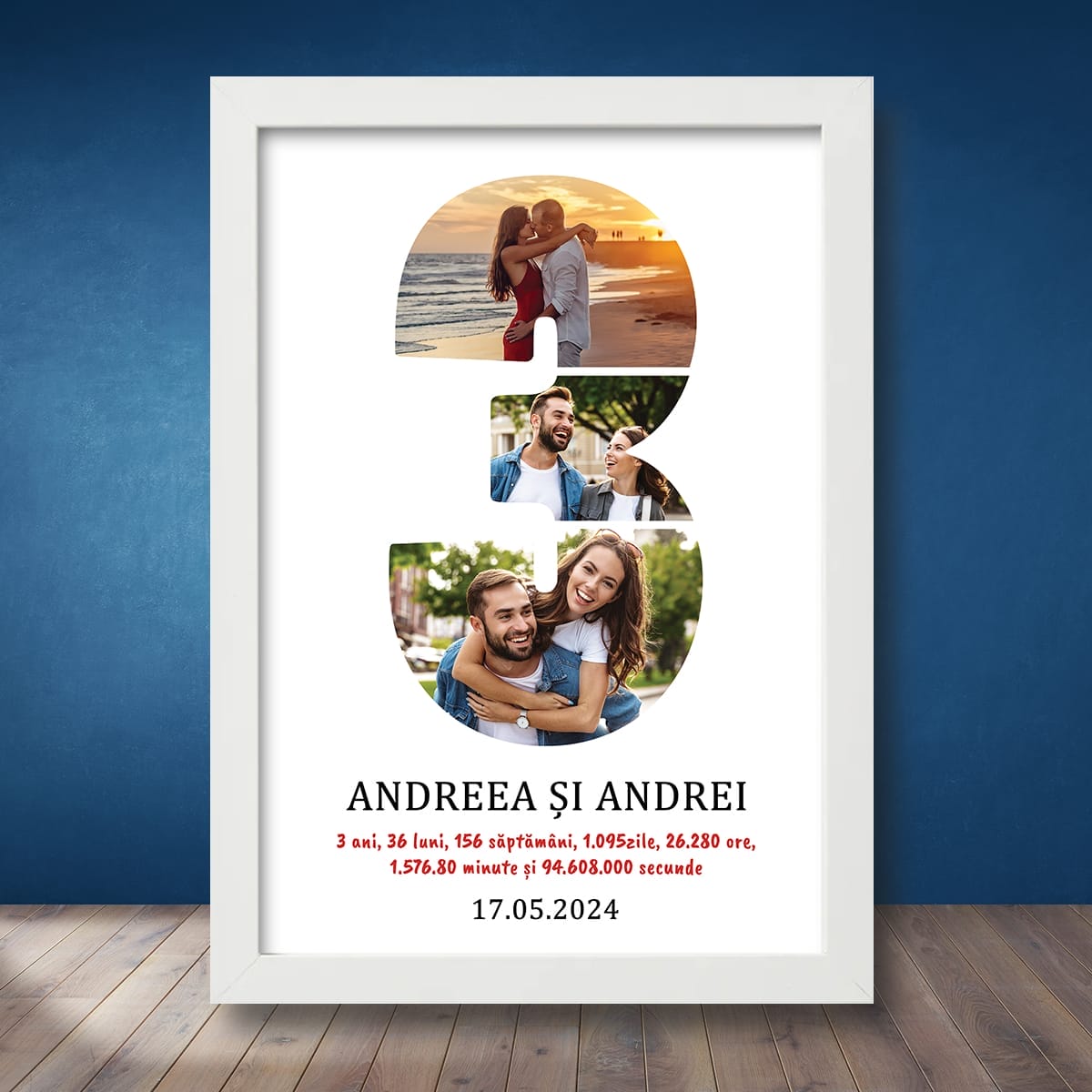 Tablou Personalizat Aniversare trei ani de relație Mockup Tablou Personalizat Aniversare trei ani de relație