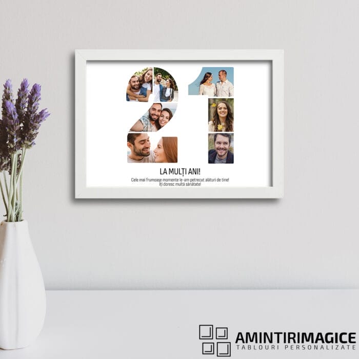 Tablou personalizat Aniversări cu 7 poze - Numărul 21 perete