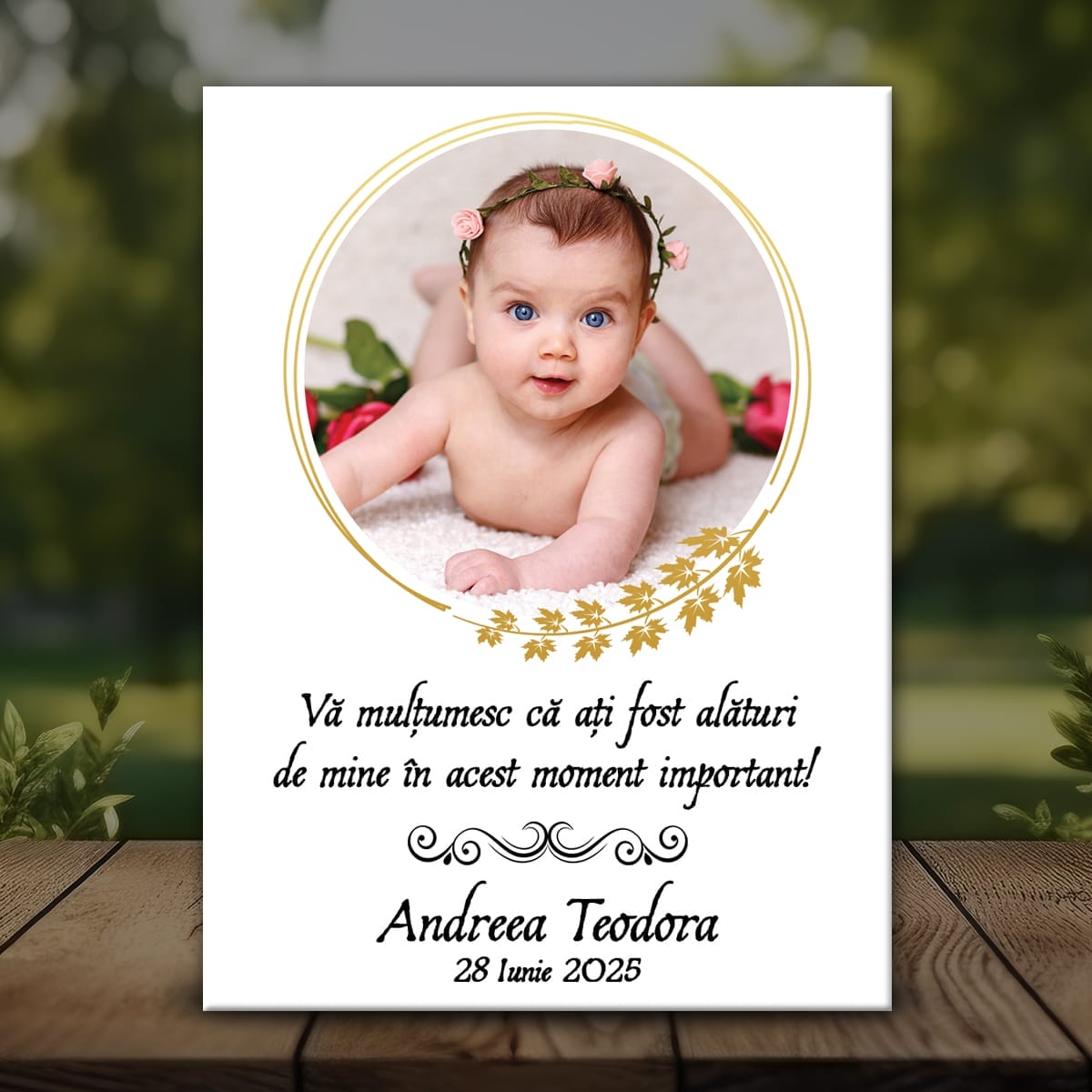 Botez MMB-15 Mockup Magnet Mărturie Botez cu Mesaj și Poză - MMB-15