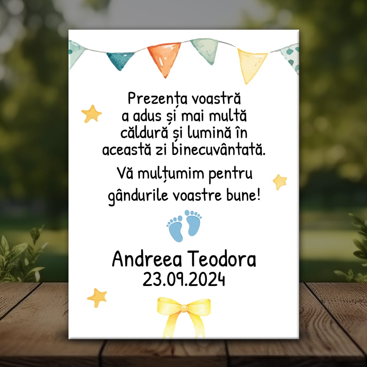 Botez MMB-19 Mockup Mărturie Botez cu Mesaj de Mulțumire - MMB-19