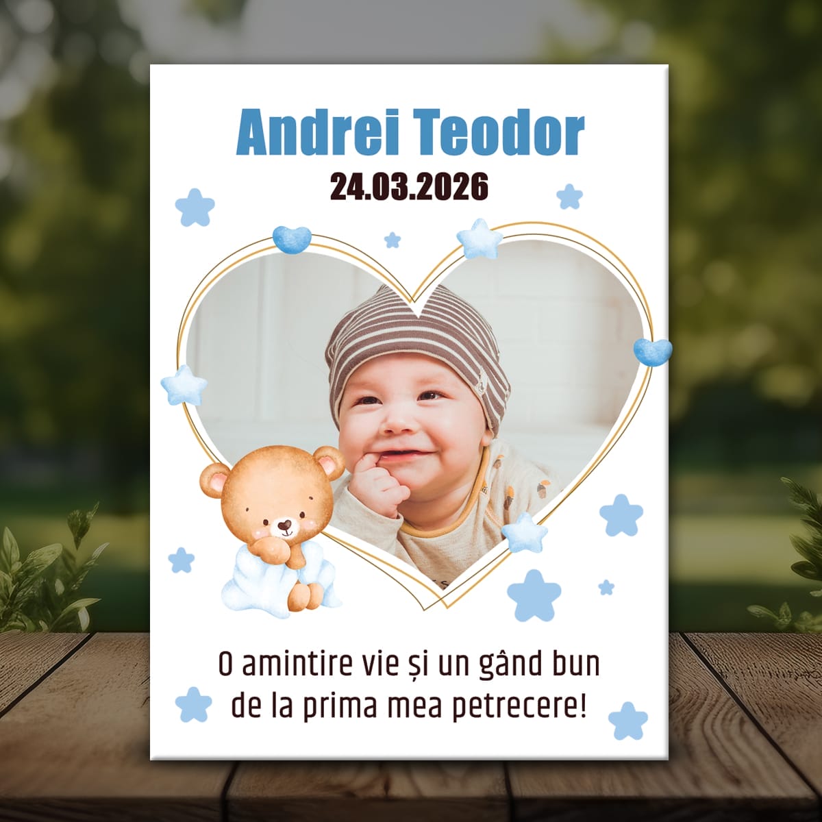 Botez MMBB-32 Mockup Magneți Botez Băieți cu Inimioară - MMBB-32