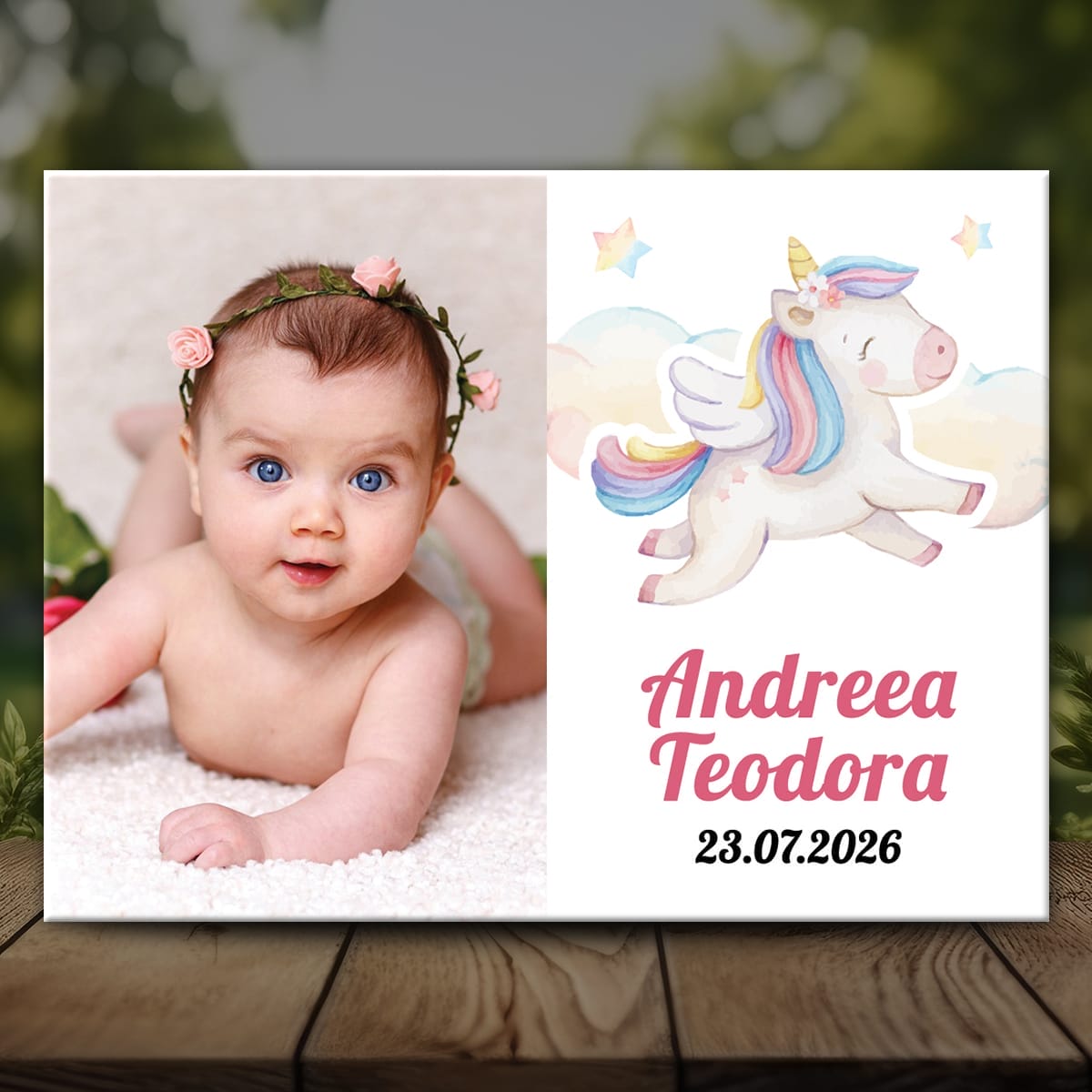 Botez MMBF-27 Mockup Magneți Botez Fetițe cu Unicorn - MMBF-27