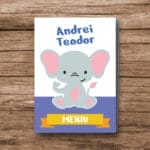 Meniu botez băieți personalizat cu Elefant - MBB-02 - AmintiriMagice.ro