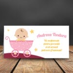 Plic dar botez cu desen Bebe Roz - PBBF-11 - Amintiri Magice