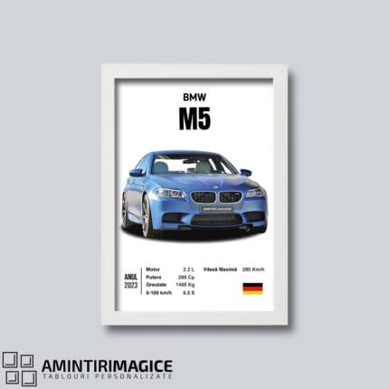 Tablou personalizat cu mașina ta - TP-AM09 - rama alba - amintirimagice.ro