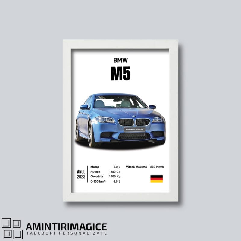 Tablou personalizat cu mașina ta - TP-AM09 - rama alba - amintirimagice.ro