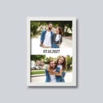 Tablou personalizat cu mesaj și două fotografii - AMTPM-02 - ramă albă - amintirimagice.ro