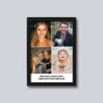 Tablou cu patru poze și mesaj personalizat - AMTPM-04 - cu ramă neagră - amintirimagice.ro