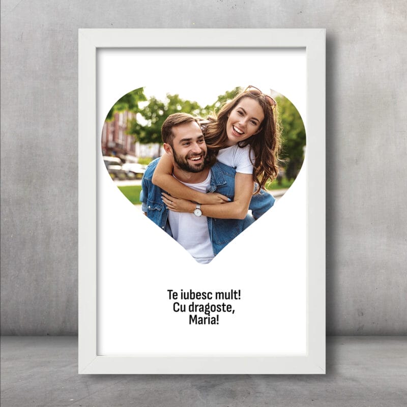 Tablou personalizat cu poză în formă de inimă și mesaj - AMTPM-07 - amintirimagice.ro