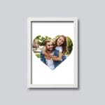 Tablou personalizat cu poză în formă de inimă - AMTPP-09 - ramă albă - amintirimagice.ro