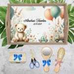 Tăviță Moț Personalizată cu Ursuleț - AMTM-01 - set natur - AmintiriMagice.ro