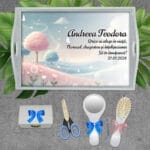 Tavă moț personalizată cu nume și mesaj - AMTM-02 - set alb - amintirimagice.ro