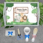 Tăviță moț sau turtă cu tematică junglă - AMTM-03 - set alb - amintirimagice.ro