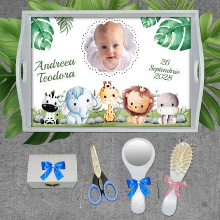 Tăviță pentru moț personalizată cu poză - AMTM-04 - set alb - amintirimagice.ro