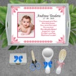 Tăviță moț cu fotografie și design clasic - AMTM-05 - set alb - amintirimagice.ro