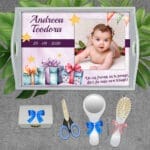 Tavă moț cu poză, nume, dată și mesaj - AMTM-06 - set alb - amintirimagice.ro