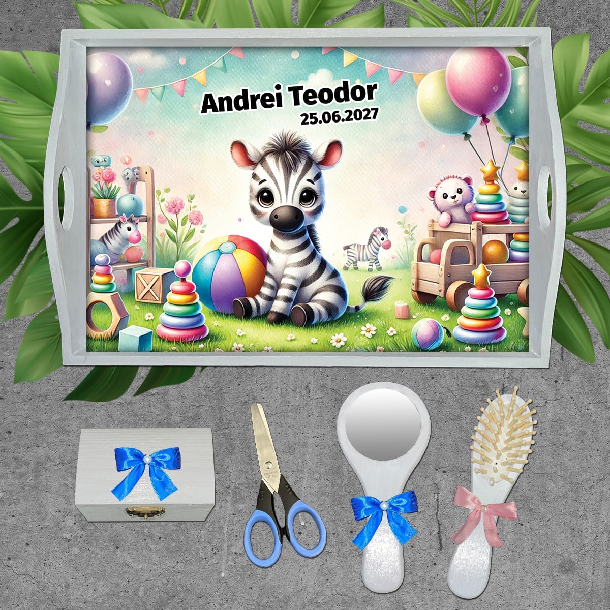 AMTM-09 set alb Tavă pentru tăierea moțului cu Girafă - AMTM-09 - set alb - amintirimagice.ro