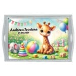 Tavă pentru moț/turtă cu desen Girafă - AMTM-12 - albă - amintirimagice.ro