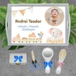 Tavă moț cu nume, mesaj și poză - AMTM-15 - set alb - amintirimagice.ro