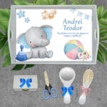 Tavă de moț personalizată cu nume și cu mesaj - AMTMB-10 - set alb - amintirimagice.ro