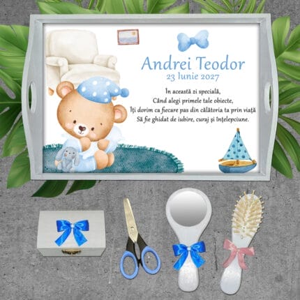 Set personalizat moț băieți - AMTMB-11 - set alb - amintirimagice.ro